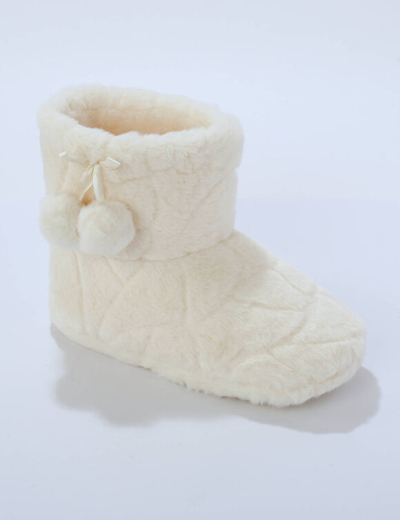 Chaussons botillons fourrés (écru) Chaussons botillons fourrés (écru)